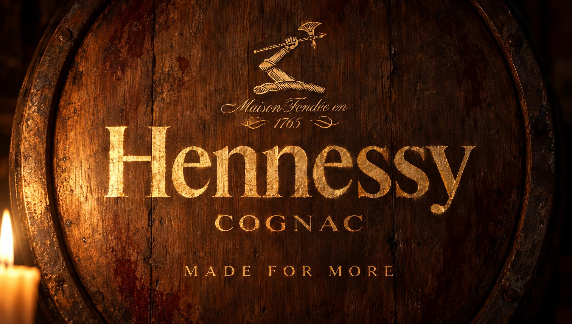 Hennessy end card on a cask head