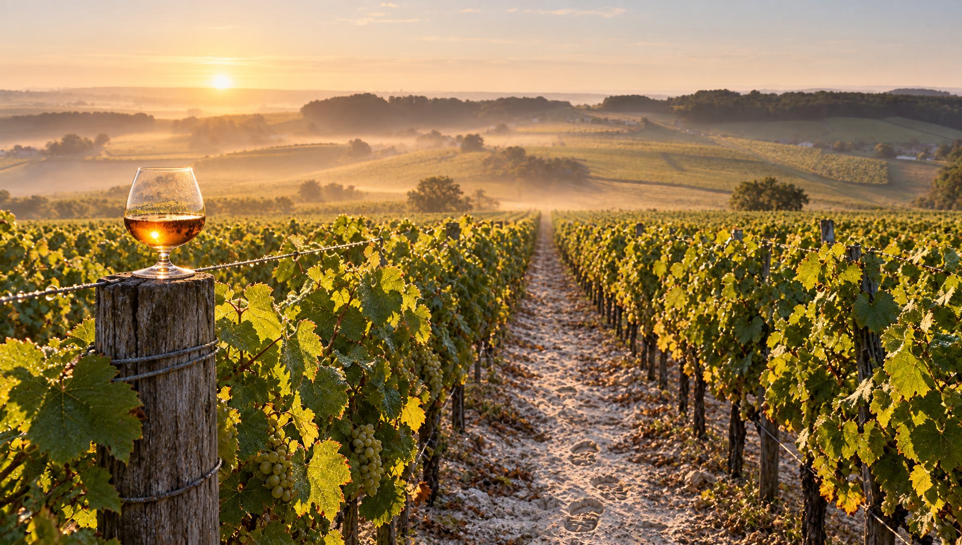 Vine row at dawn